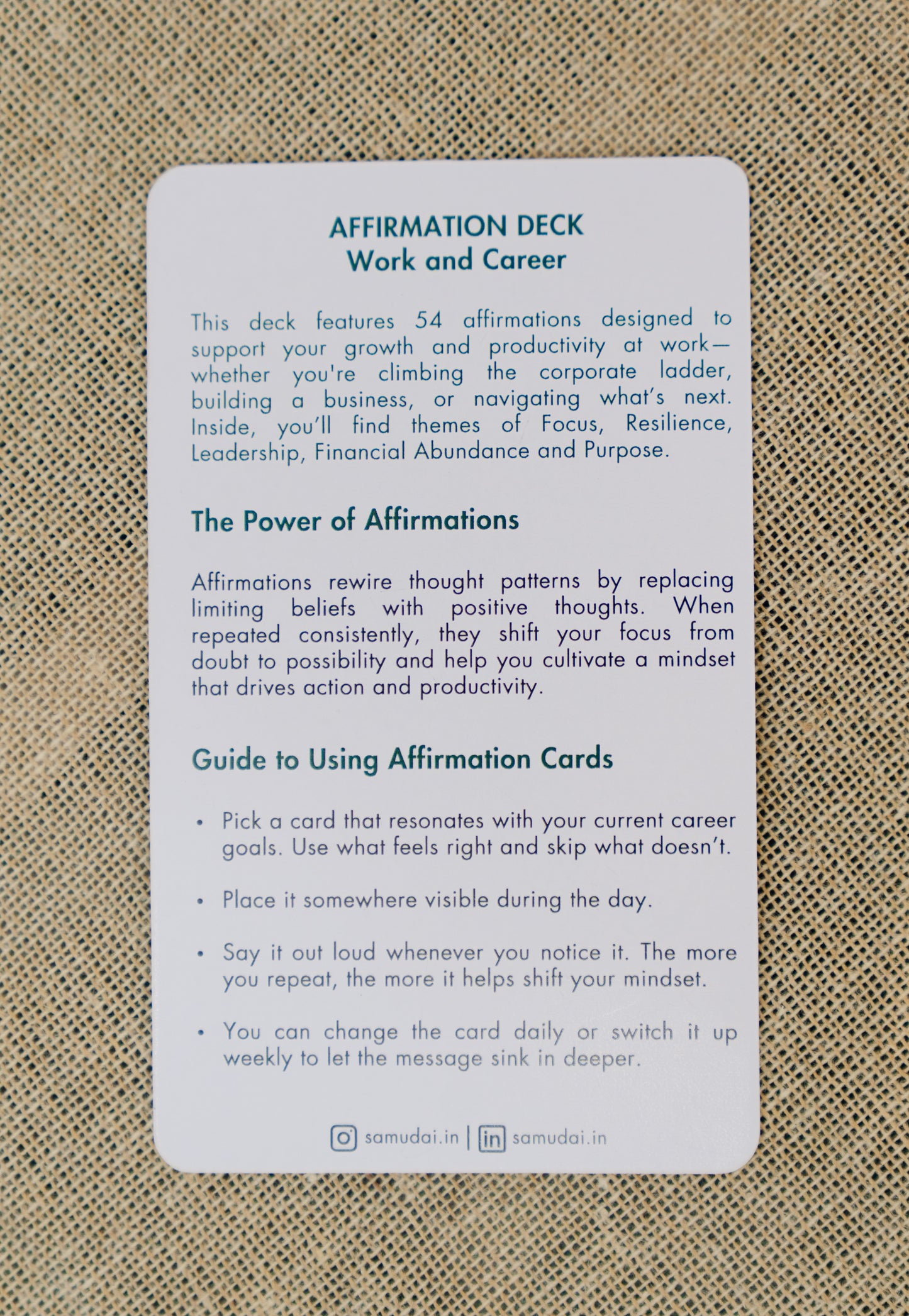 Affirmation Cards - work and career